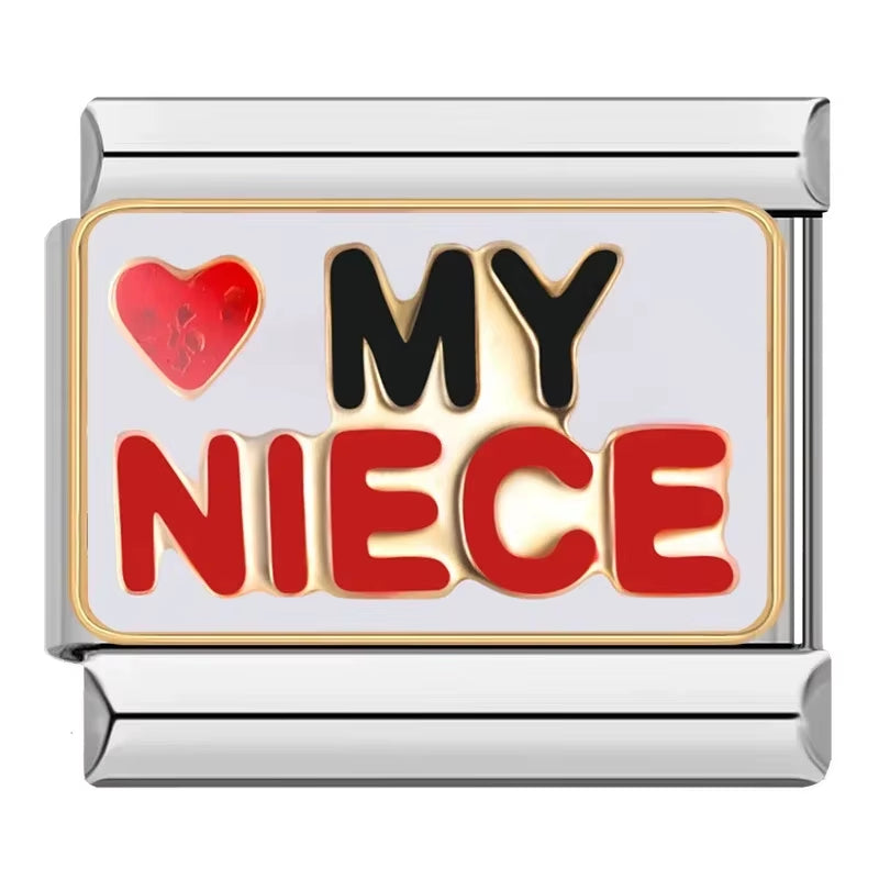 2024 Women'S I Love Dad Mum You Dog Italian Charms Links Beads Fit 9Mm Stainless Steel Bracelet Diyjewelry Gift ZH024