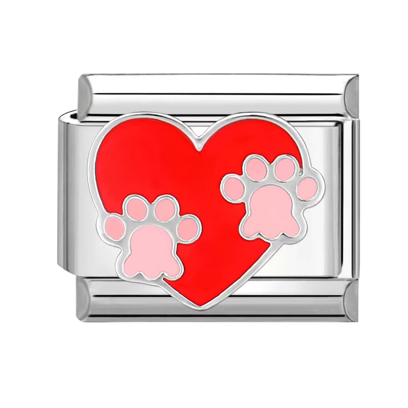 Grils Red Heart Cherry Bowknot Flower Eyes Kiss Italian Charm Links Stainless Steel Fit 9Mm Bracelet Jewelry DIY Making Gifts