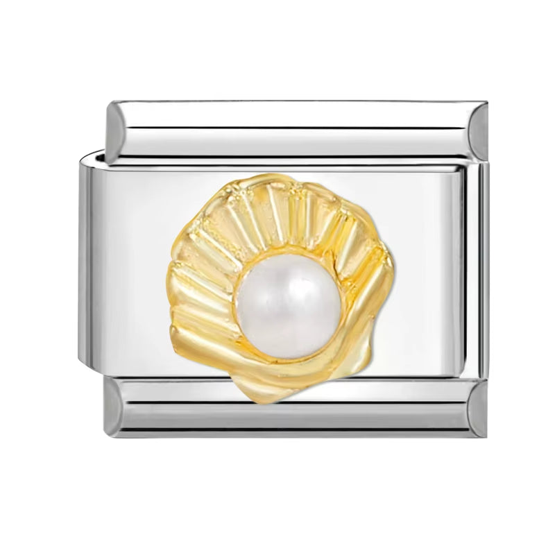 Charm Bracelet Shine Starfish Sea Shell Star Rhinestone Fit 9Mm Italian Link Bracelet Stainless Steel Jewellery DIY Making Gifts