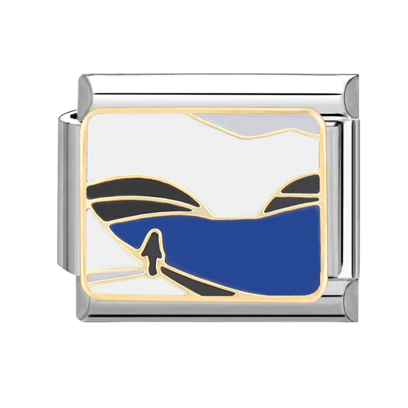 Blue Sea Waves Sun Moon Plane Seabed Star Butterfly Beads Fit 9Mm Italian Charm Links Bracelet Stainless Steel DIY Jewelry Gifts