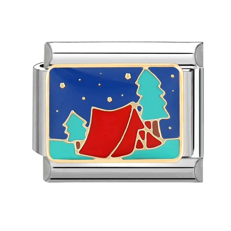 Blue Sea Waves Sun Moon Plane Seabed Star Butterfly Beads Fit 9Mm Italian Charm Links Bracelet Stainless Steel DIY Jewelry Gifts