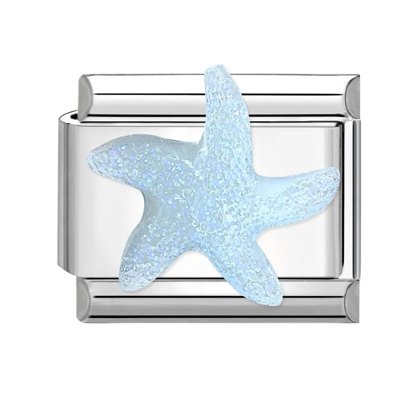 Charm Bracelet Shine Starfish Sea Shell Star Rhinestone Fit 9Mm Italian Link Bracelet Stainless Steel Jewellery DIY Making Gifts