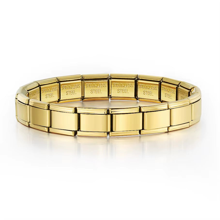 9Mm Width Italian Charm Bracelet Fashion Stainless Steel Bangle Elastic Link Chain High Quality Factory DIY