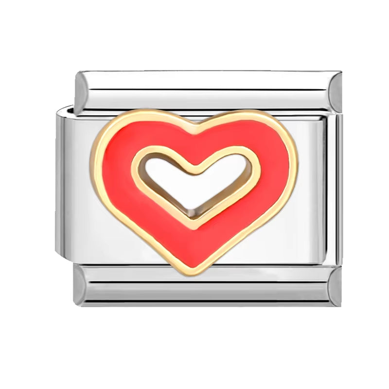 Grils Red Heart Cherry Bowknot Flower Eyes Kiss Italian Charm Links Stainless Steel Fit 9Mm Bracelet Jewelry DIY Making Gifts