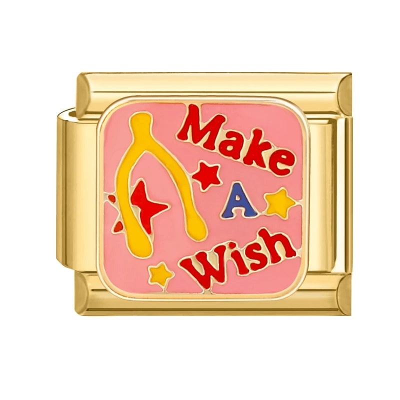 Pink Eyes Cherry Cute Cats Rabbit Gold Color Italian Charm Links Beads Fit 9Mm Stainless Steel Bracelet DIY Making