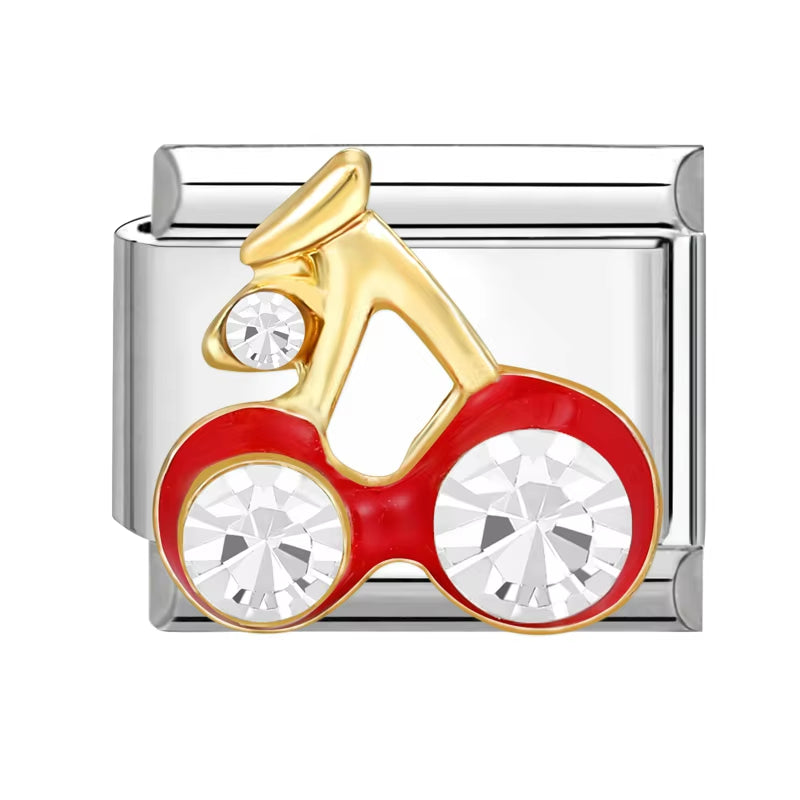 Grils Red Heart Cherry Bowknot Flower Eyes Kiss Italian Charm Links Stainless Steel Fit 9Mm Bracelet Jewelry DIY Making Gifts