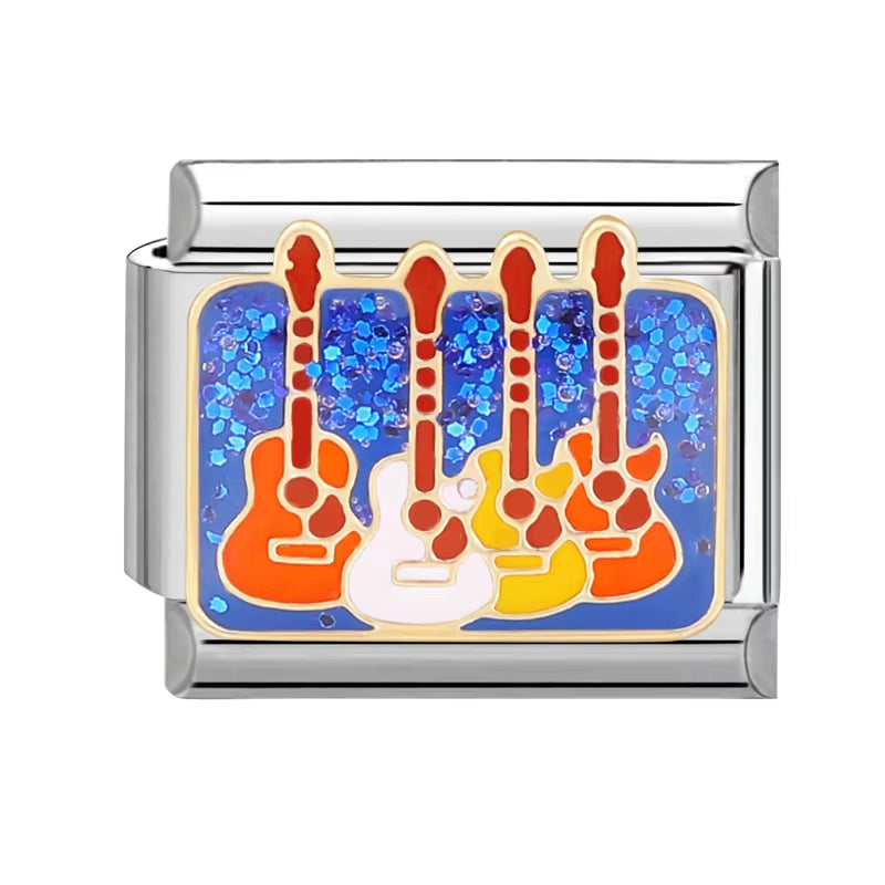 Blue Sea Waves Sun Moon Plane Seabed Star Butterfly Beads Fit 9Mm Italian Charm Links Bracelet Stainless Steel DIY Jewelry Gifts