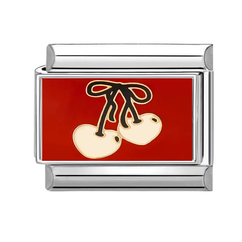 Grils Red Heart Cherry Bowknot Flower Eyes Kiss Italian Charm Links Stainless Steel Fit 9Mm Bracelet Jewelry DIY Making Gifts