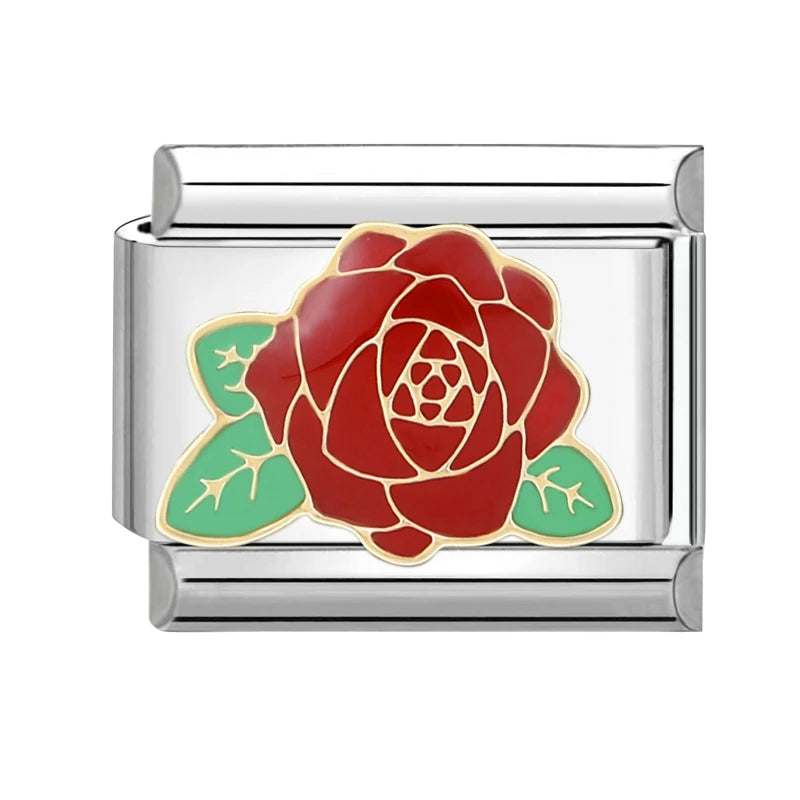 Grils Red Heart Cherry Bowknot Flower Eyes Kiss Italian Charm Links Stainless Steel Fit 9Mm Bracelet Jewelry DIY Making Gifts