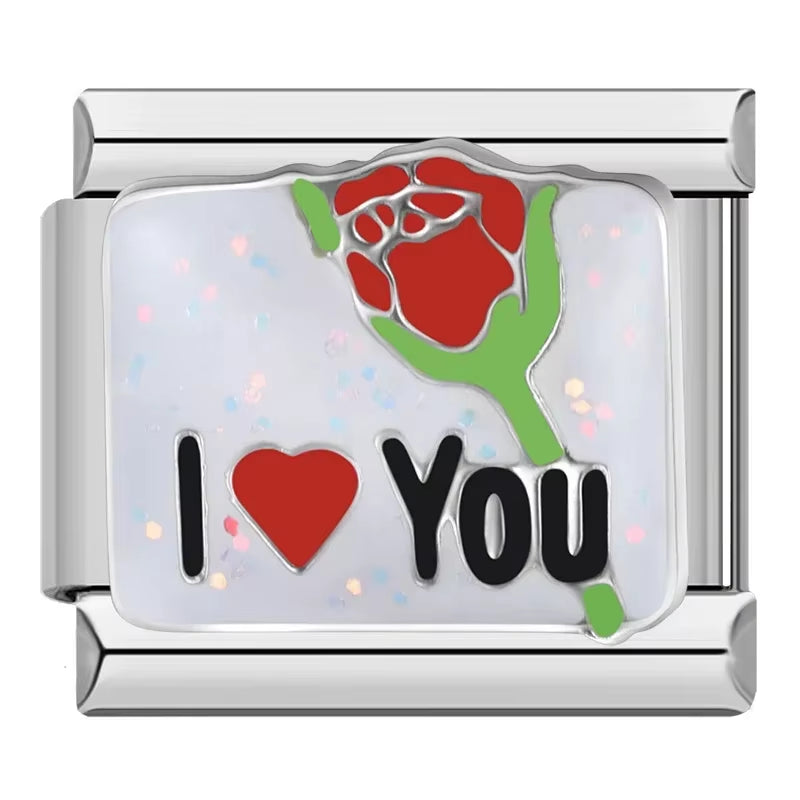 2024 Women'S I Love Dad Mum You Dog Italian Charms Links Beads Fit 9Mm Stainless Steel Bracelet Diyjewelry Gift ZH024