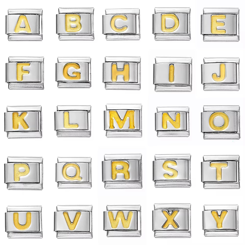 Create Stunning DIY Bracelets with Our 9mm Stainless Steel Module Charm Italian Links - A-Z 26 Letters for Personalized Jewelry Making
