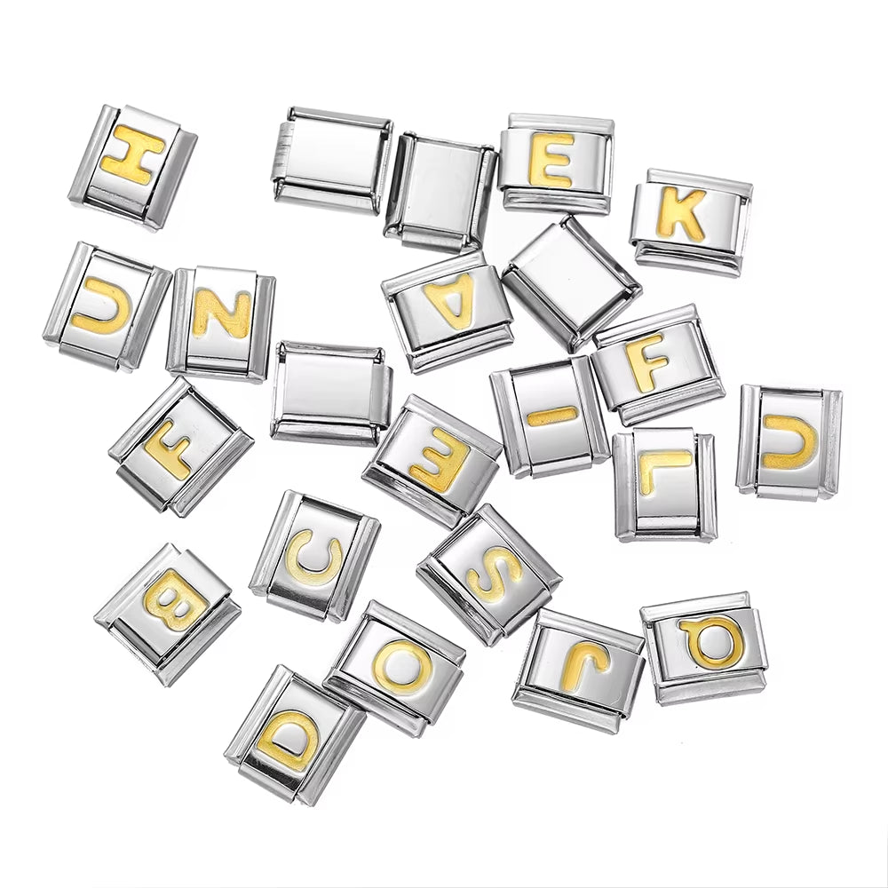Create Stunning DIY Bracelets with Our 9mm Stainless Steel Module Charm Italian Links - A-Z 26 Letters for Personalized Jewelry Making