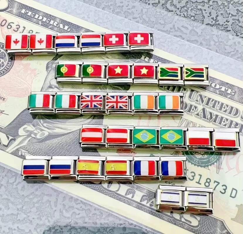 2025 Original Fashion World National Flag Italian Charm Fit 9Mm Bracelet Stainless Steel Jewelry Making
