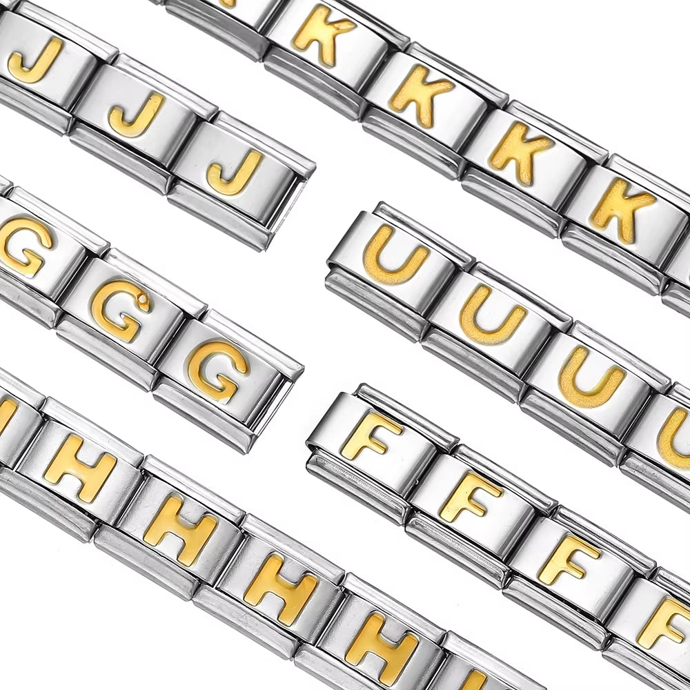 Create Stunning DIY Bracelets with Our 9mm Stainless Steel Module Charm Italian Links - A-Z 26 Letters for Personalized Jewelry Making