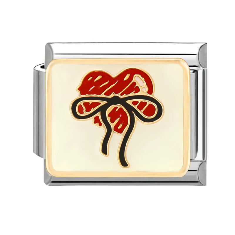 Grils Red Heart Cherry Bowknot Flower Eyes Kiss Italian Charm Links Stainless Steel Fit 9Mm Bracelet Jewelry DIY Making Gifts