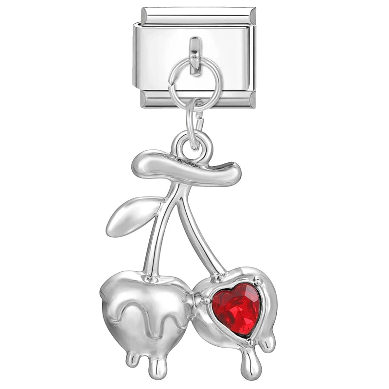 Grils Red Heart Cherry Bowknot Flower Eyes Kiss Italian Charm Links Stainless Steel Fit 9Mm Bracelet Jewelry DIY Making Gifts