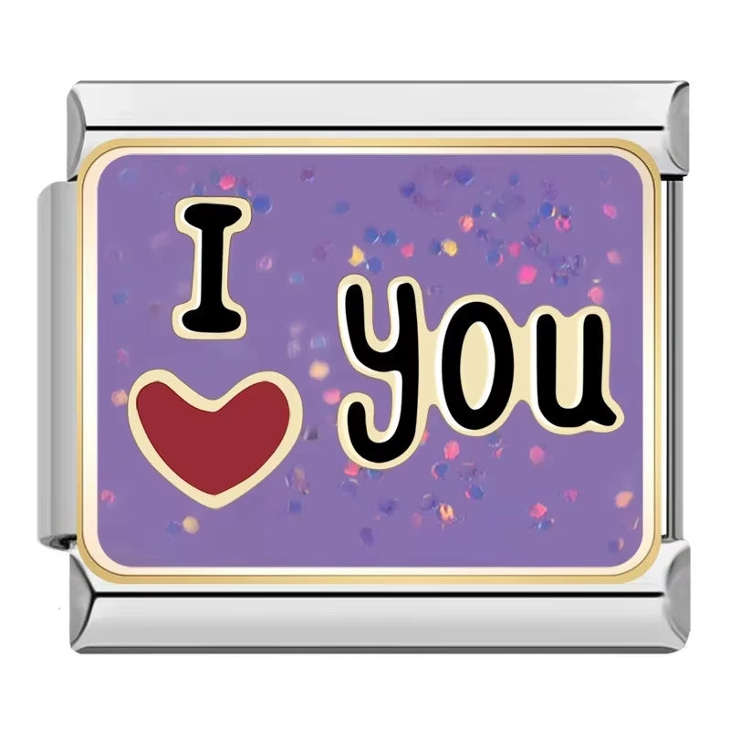 2024 Women'S I Love Dad Mum You Dog Italian Charms Links Beads Fit 9Mm Stainless Steel Bracelet Diyjewelry Gift ZH024