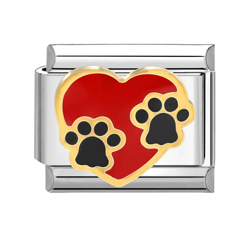 Grils Red Heart Cherry Bowknot Flower Eyes Kiss Italian Charm Links Stainless Steel Fit 9Mm Bracelet Jewelry DIY Making Gifts