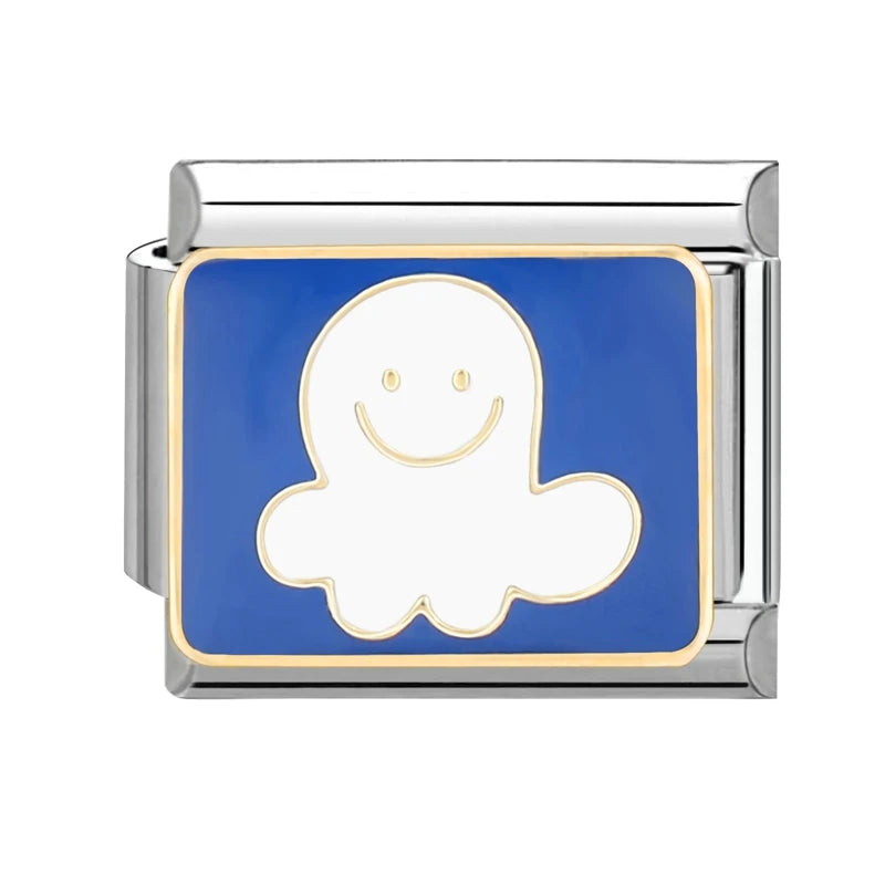 Blue Sea Waves Sun Moon Plane Seabed Star Butterfly Beads Fit 9Mm Italian Charm Links Bracelet Stainless Steel DIY Jewelry Gifts