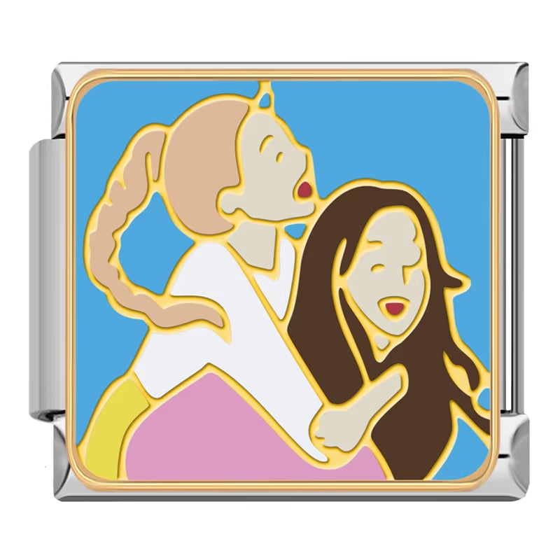 New Original Daisy Colour Best Friends Friendship Italian Charms Fit 9Mm Bracelet Stainless Steel Jewelry Making DJ512