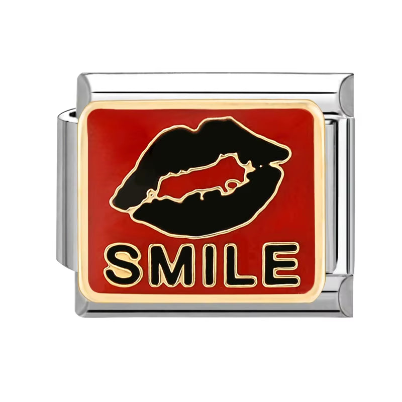 Grils Red Heart Cherry Bowknot Flower Eyes Kiss Italian Charm Links Stainless Steel Fit 9Mm Bracelet Jewelry DIY Making Gifts