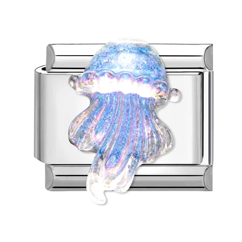 Charm Bracelet Shine Starfish Sea Shell Star Rhinestone Fit 9Mm Italian Link Bracelet Stainless Steel Jewellery DIY Making Gifts