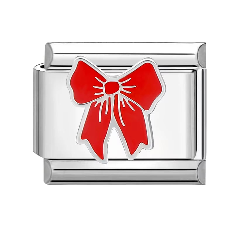 Grils Red Heart Cherry Bowknot Flower Eyes Kiss Italian Charm Links Stainless Steel Fit 9Mm Bracelet Jewelry DIY Making Gifts