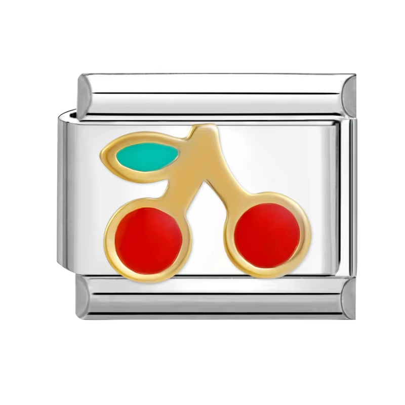 Grils Red Heart Cherry Bowknot Flower Eyes Kiss Italian Charm Links Stainless Steel Fit 9Mm Bracelet Jewelry DIY Making Gifts