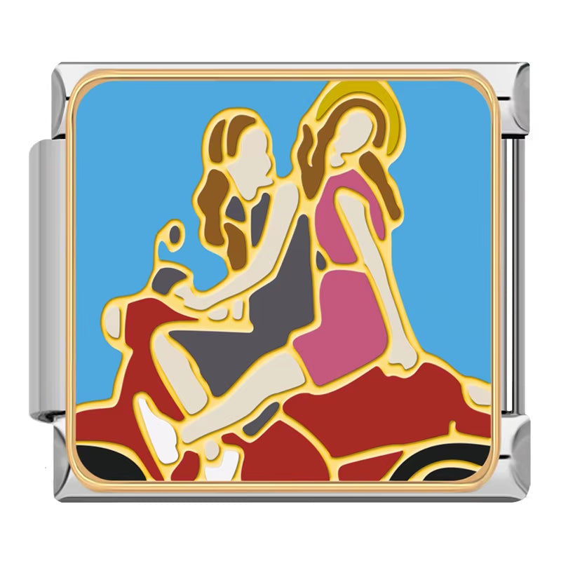 New Original Daisy Colour Best Friends Friendship Italian Charms Fit 9Mm Bracelet Stainless Steel Jewelry Making DJ512