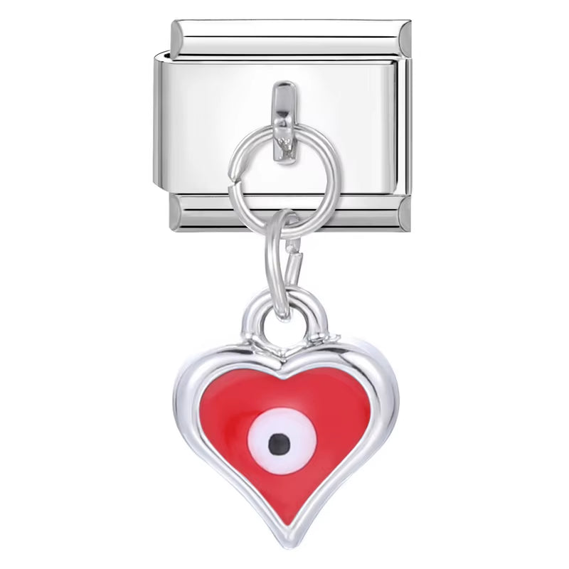 Grils Red Heart Cherry Bowknot Flower Eyes Kiss Italian Charm Links Stainless Steel Fit 9Mm Bracelet Jewelry DIY Making Gifts