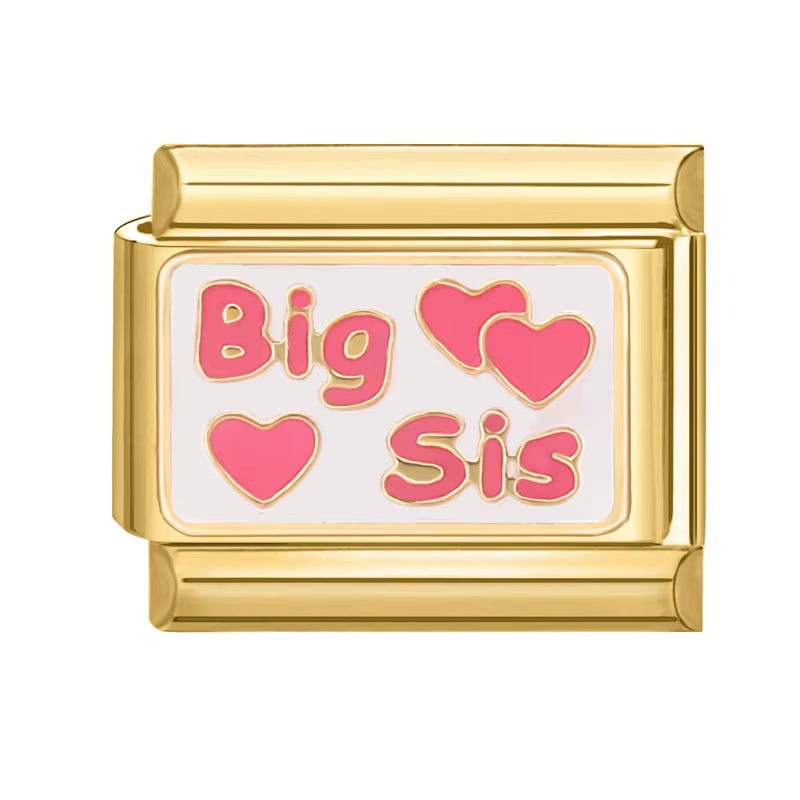 Pink Eyes Cherry Cute Cats Rabbit Gold Color Italian Charm Links Beads Fit 9Mm Stainless Steel Bracelet DIY Making