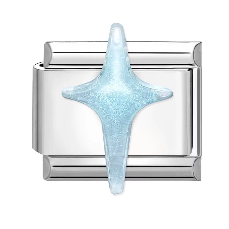 Charm Bracelet Shine Starfish Sea Shell Star Rhinestone Fit 9Mm Italian Link Bracelet Stainless Steel Jewellery DIY Making Gifts